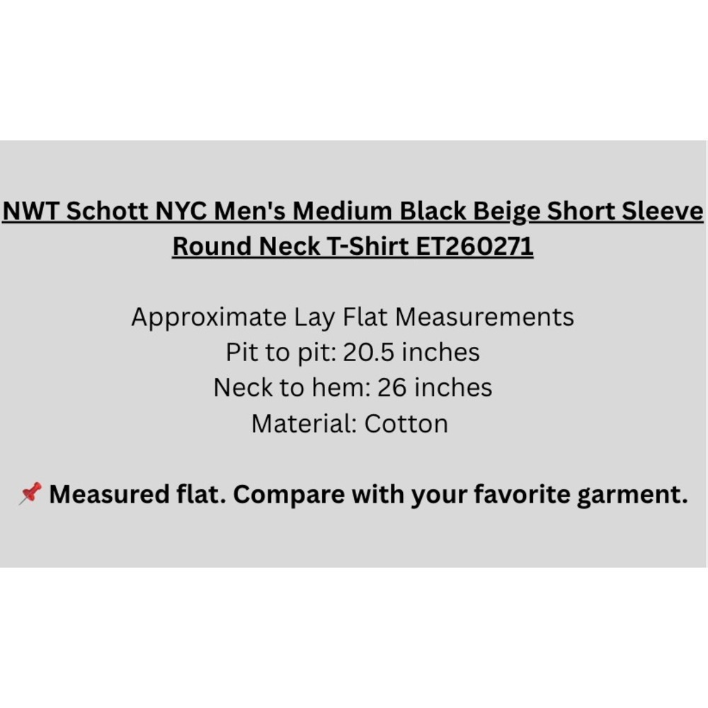 NWT Schott NYC Men's Medium Black Beige Short Sleeve Round Neck T-Shirt - Picture 8 of 9